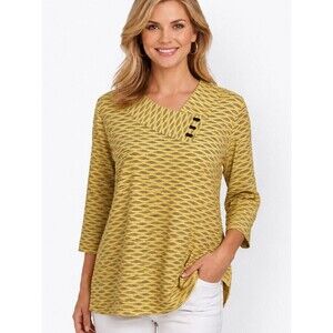 Seven Forty Two Tunic Top  Size Medium Mustard Yellow Like New